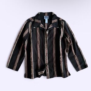 Vintage Black Striped Cotton Blend Shirt Blazer Cambridge Dry Goods